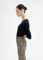 Leather Leopard Skirt in Calf Hair - Leopard - CO Collections